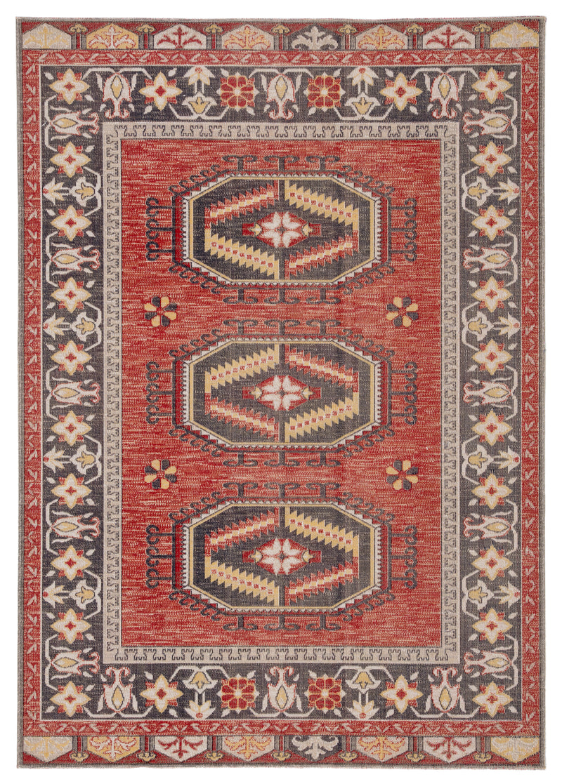 media image for Miner Indoor/ Outdoor Medallion Red & Yellow Area Rug 224