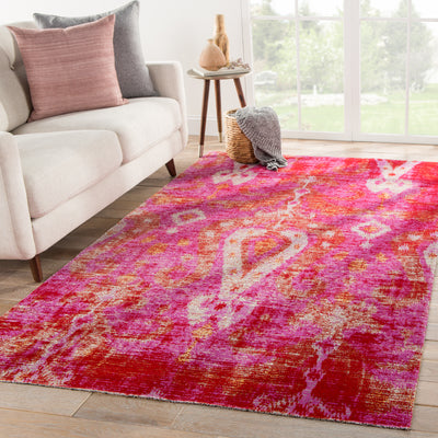 product image for Zenith Indoor/ Outdoor Ikat Pink & Orange Area Rug 69