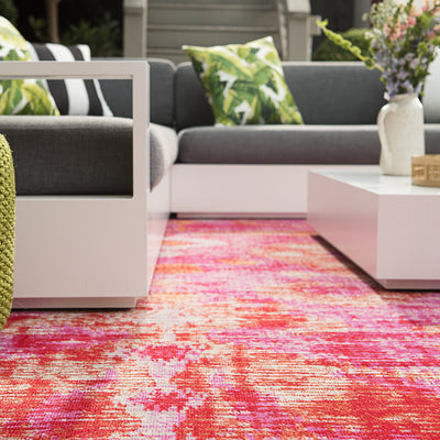 product image for Zenith Indoor/ Outdoor Ikat Pink & Orange Area Rug 69