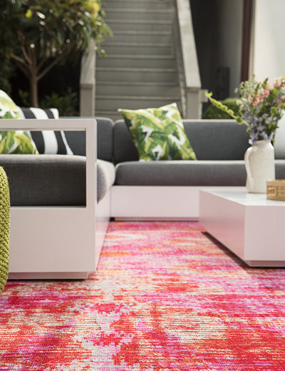 product image for Zenith Indoor/ Outdoor Ikat Pink & Orange Area Rug 85