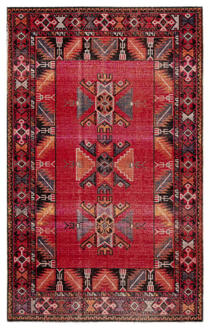 media image for paloma indoor outdoor tribal red black rug design by jaipur 1 252