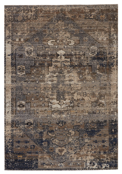 product image of Belfast Indoor/Outdoor Medallion Rug in Taupe & Dark Blue by Jaipur Living 582