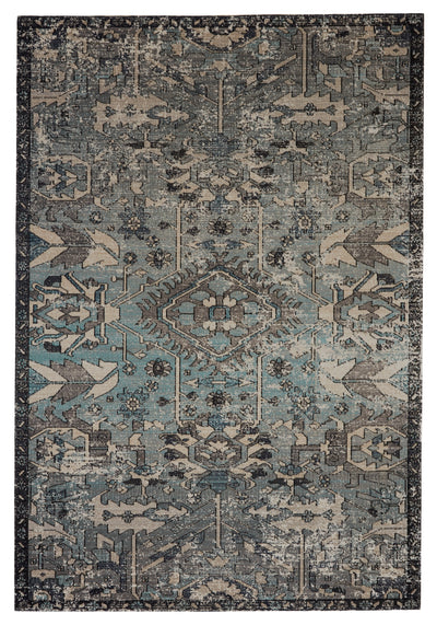 product image of Ansilar Indoor/Outdoor Medallion Rug in Blue & Gray by Jaipur Living 578