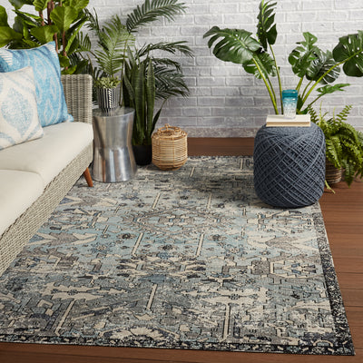 product image for Ansilar Indoor/Outdoor Medallion Rug in Blue & Gray by Jaipur Living 62
