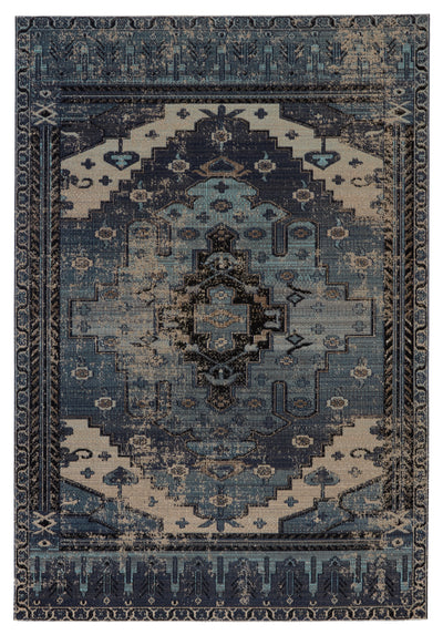 product image for Cicero Indoor/Outdoor Medallion Rug in Blue & Gray by Jaipur Living 74