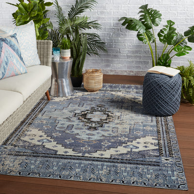 product image for Cicero Indoor/Outdoor Medallion Rug in Blue & Gray by Jaipur Living 16