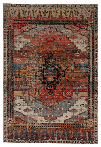 product image of Cicero Indoor/Outdoor Medallion Rug in Multicolor & Orange by Jaipur Living 546