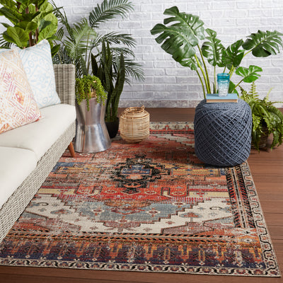 product image for Cicero Indoor/Outdoor Medallion Rug in Multicolor & Orange by Jaipur Living 19