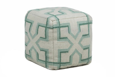product image of hand knitted contemporary wool pouf green design by chandra rugs 1 582