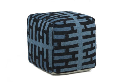 product image for hand knitted contemporary wool pouf blue design by chandra rugs 1 1 37