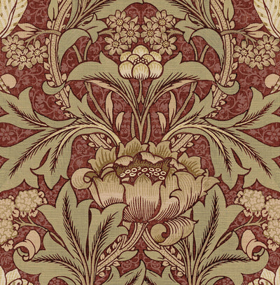 product image for Acanthus Floral Prepasted Wallpaper in Red Clay & Lichen 81
