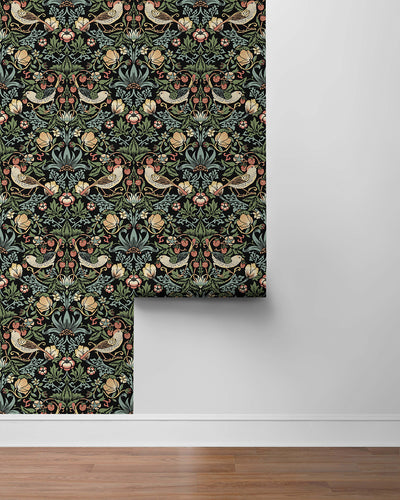 product image for Fragaria Garden Prepasted Wallpaper Ebony by Seabrook 95