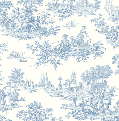 product image of Chateau Toile Prepasted Wallpaper Blue Bell by Seabrook 519