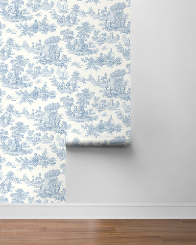 product image for Chateau Toile Prepasted Wallpaper Blue Bell by Seabrook 98