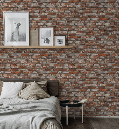 product image for Tailor Faux Brick Prepasted Wallpaper in Spiced Ginger 60