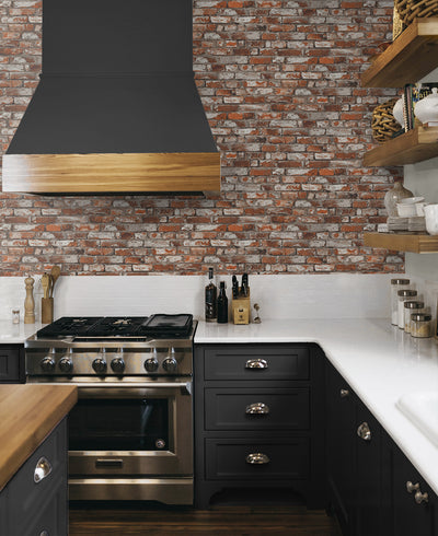 product image for Tailor Faux Brick Prepasted Wallpaper in Spiced Ginger 99