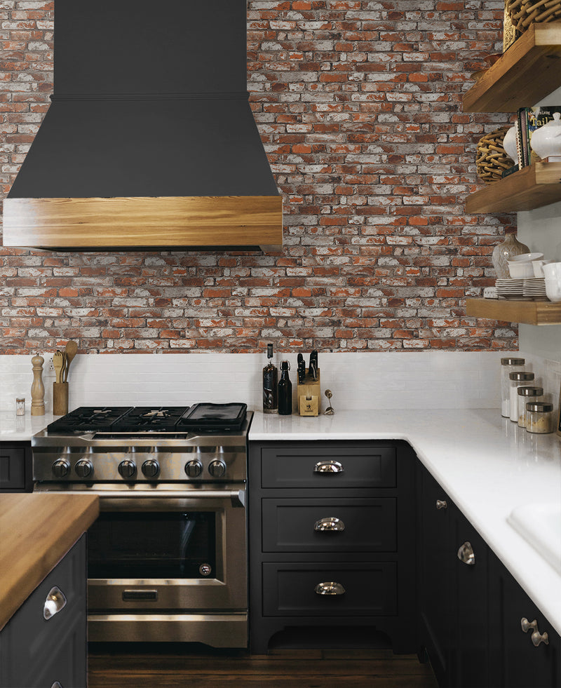 media image for Tailor Faux Brick Prepasted Wallpaper in Spiced Ginger 21