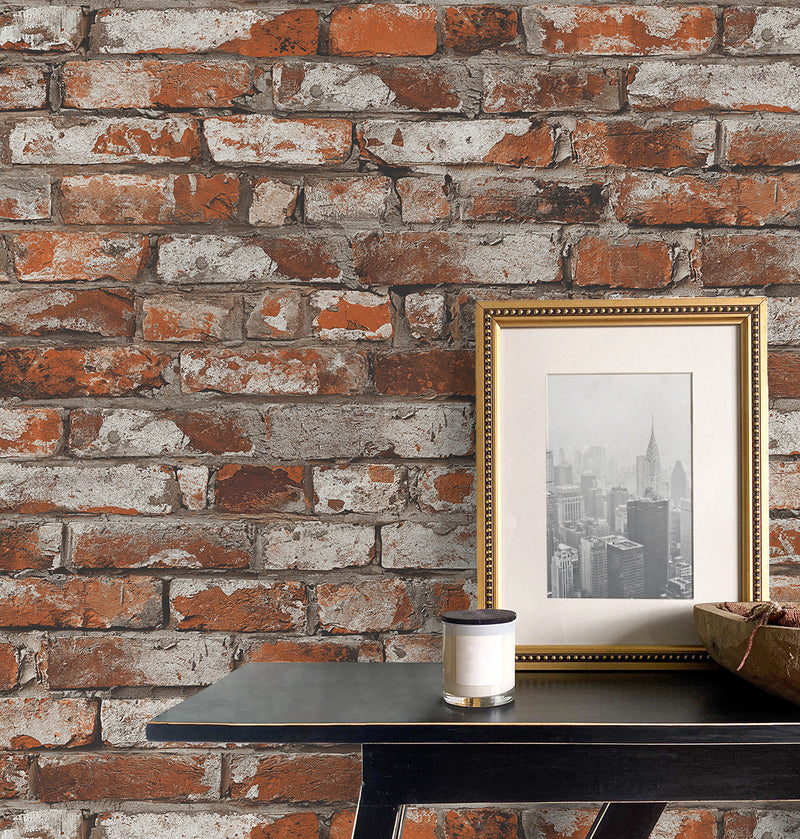media image for Tailor Faux Brick Prepasted Wallpaper in Spiced Ginger 249