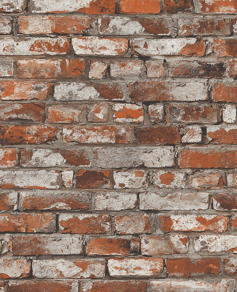 media image for Tailor Faux Brick Prepasted Wallpaper in Spiced Ginger 296