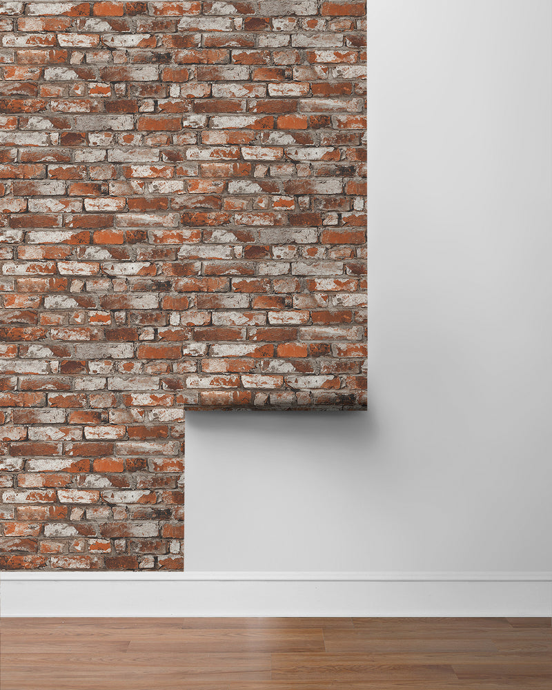 media image for Tailor Faux Brick Prepasted Wallpaper in Spiced Ginger 237
