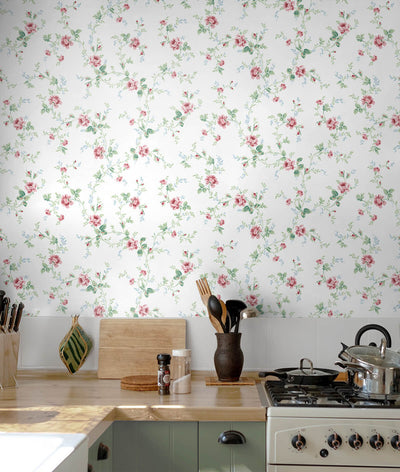 product image for Meadow Floral Trail Wallpaper in Blush & Spearmint 48