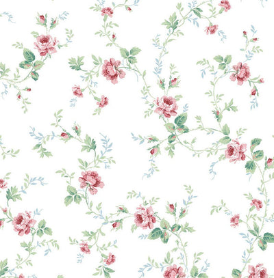 product image of Meadow Floral Trail Wallpaper in Blush & Spearmint 567