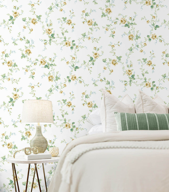 media image for Meadow Floral Trail Wallpaper in Wheatfield & Sage 242