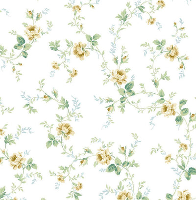 product image of Meadow Floral Trail Wallpaper in Wheatfield & Sage 519