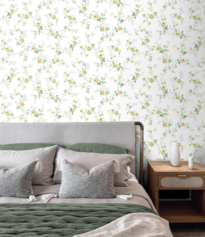 media image for Meadow Floral Trail Wallpaper in Wheatfield & Sage 276