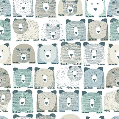 product image of Bears Sidewall Peel & Stick Wallpaper in Blue by York Wallcoverings 575