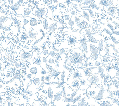 product image of Aviary Peel & Stick Wallpaper in Blue/Cream by York Wallcoverings 559