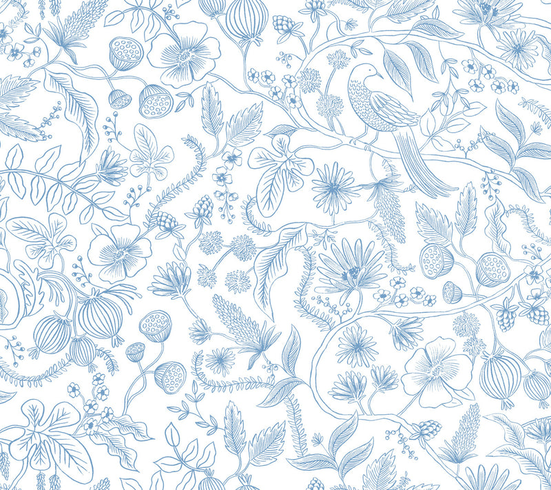 media image for Aviary Peel & Stick Wallpaper in Blue/Cream by York Wallcoverings 227