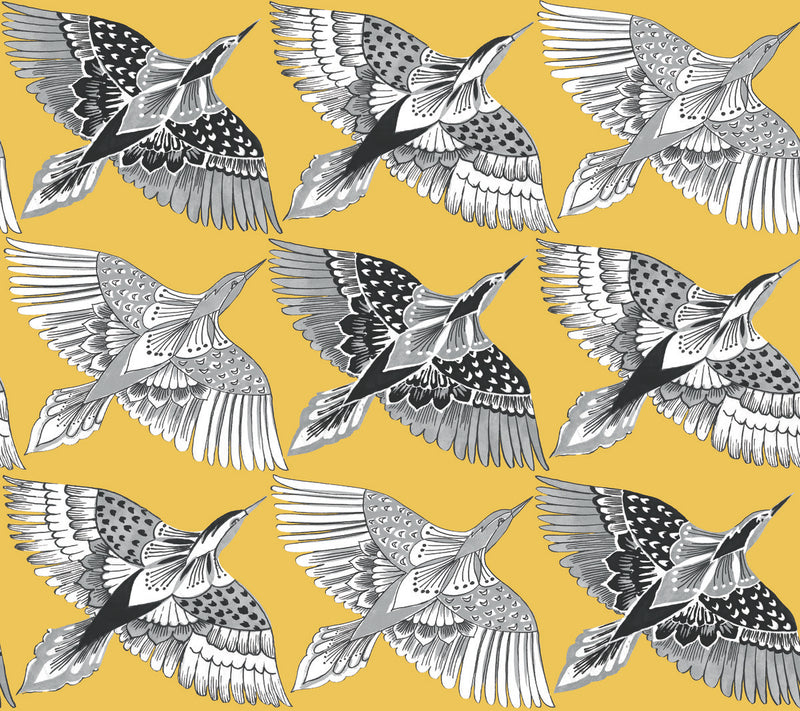 media image for Feather Flight Yellow Peel & Stick Wallpaper by York Wallcoverings 230