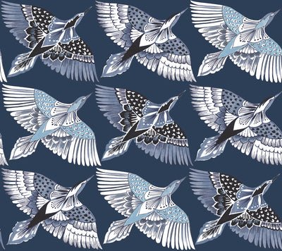 product image for Feather Flight Blue Peel & Stick Wallpaper by York Wallcoverings 0