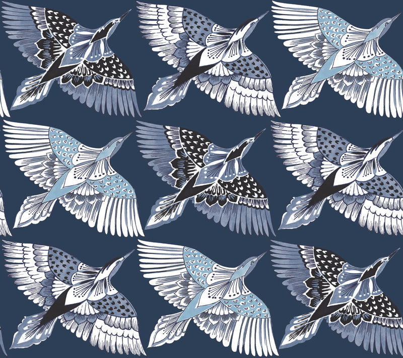 media image for Feather Flight Blue Peel & Stick Wallpaper by York Wallcoverings 284