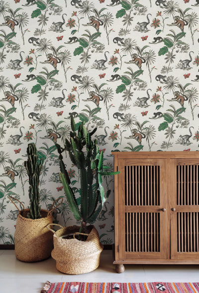 product image for Botanicals and Lemurs White/Green Peel & Stick Wallpaper by York Wallcoverings 46