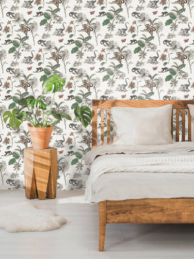 product image for Botanicals and Lemurs White/Green Peel & Stick Wallpaper by York Wallcoverings 97