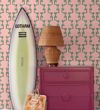 product image for Bamboozled Bahama Pink Peel & Stick Wallpaper from Madcap Cottage Collection by York Wallcoverings 86