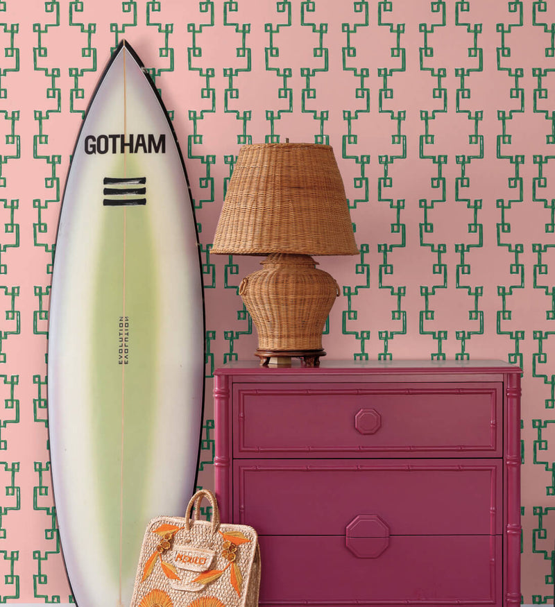media image for Bamboozled Bahama Pink Peel & Stick Wallpaper from Madcap Cottage Collection by York Wallcoverings 242