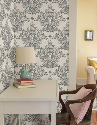 product image for Cottontail Toile Peel & Stick Wallpaper in Linen/Charcoal 4
