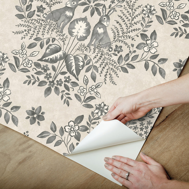 media image for Cottontail Toile Peel & Stick Wallpaper in Linen/Charcoal 214