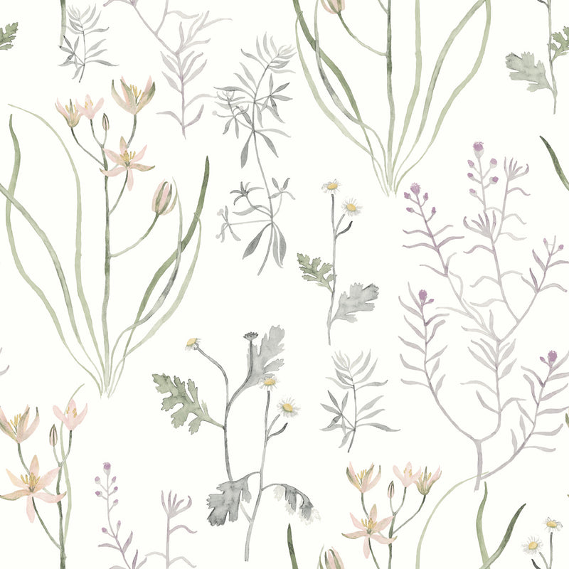 media image for Alpine Botanical Peel & Stick Wallpaper in Lavender 284