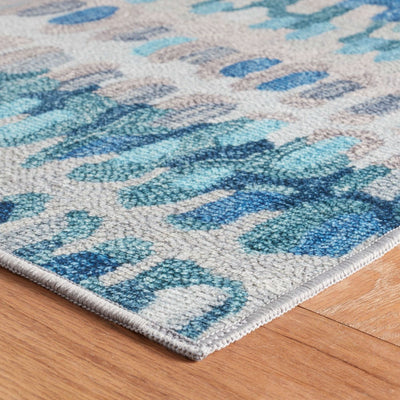 product image for Paint Chip Blue Machine Washable Rug 5 67