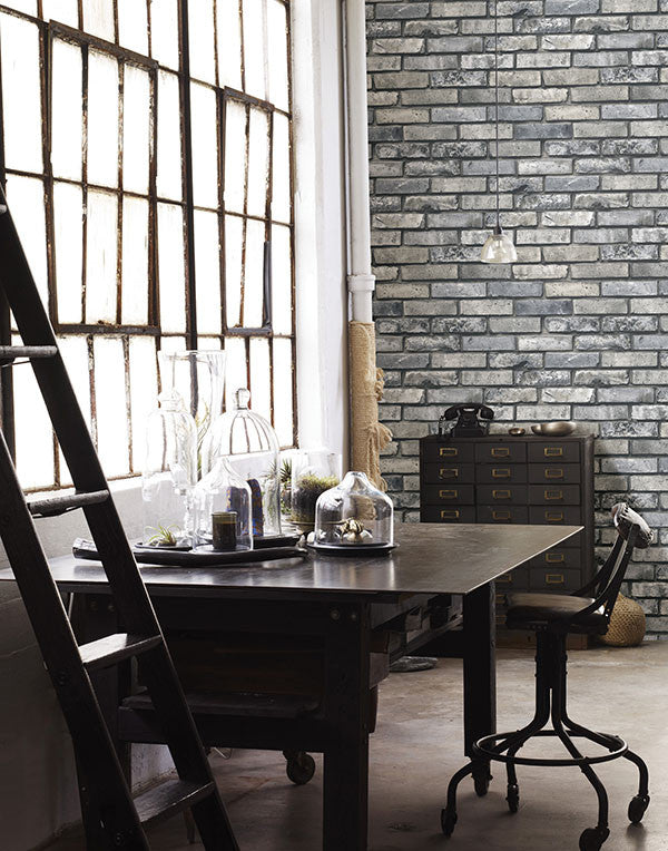media image for Painted Grey Brick Wallpaper from the Essentials Collection by Brewster Home Fashions 298