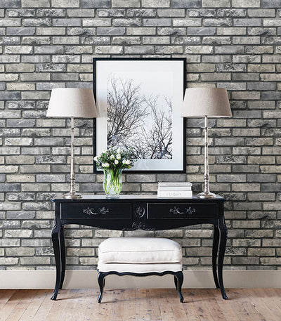 product image for Painted Grey Brick Wallpaper from the Essentials Collection by Brewster Home Fashions 0