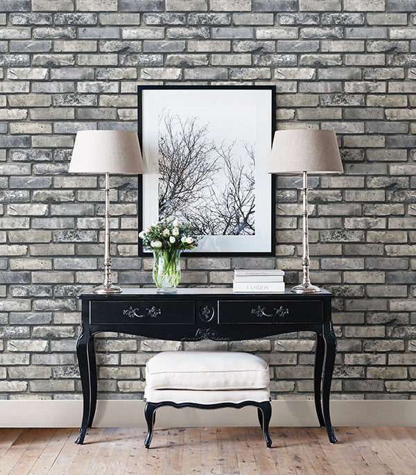 media image for Painted Grey Brick Wallpaper from the Essentials Collection by Brewster Home Fashions 268