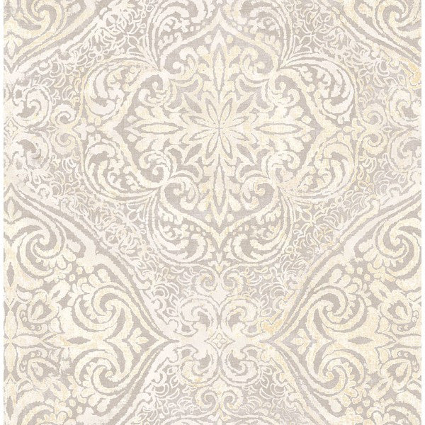 media image for Palladium Damask Wallpaper in Light Silver by Seabrook Wallcoverings 245