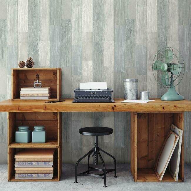media image for Pallet Board Wallpaper in Blue from the Simply Farmhouse Collection by York Wallcoverings 251
