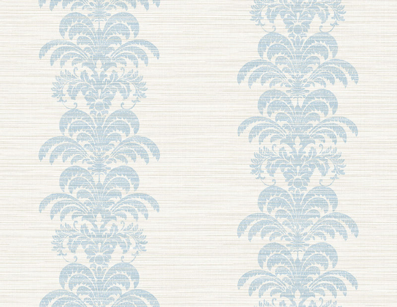 media image for Palm Frond Stripe Stringcloth Wallpaper in Blue Frost and Bone White from the Luxe Retreat Collection by Seabrook Wallcoverings 257
