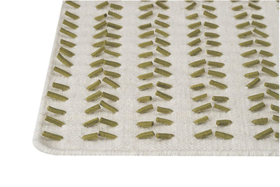 product image for Palm Dale Collection Hand Woven Wool and Felt Area Rug in White and Green design by Mat the Basics 85